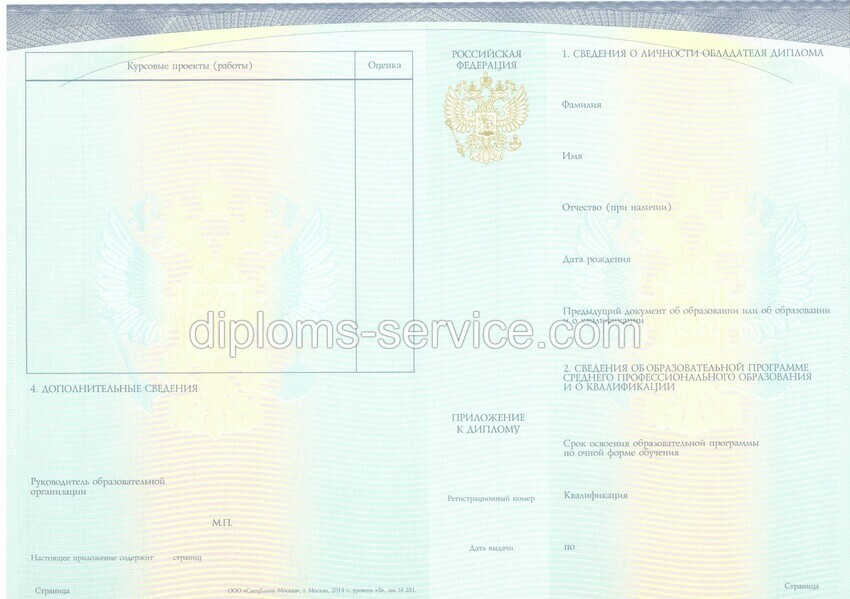 Диплом о среднем образовании (Спецбланк) 2014-2025 годов-фото3